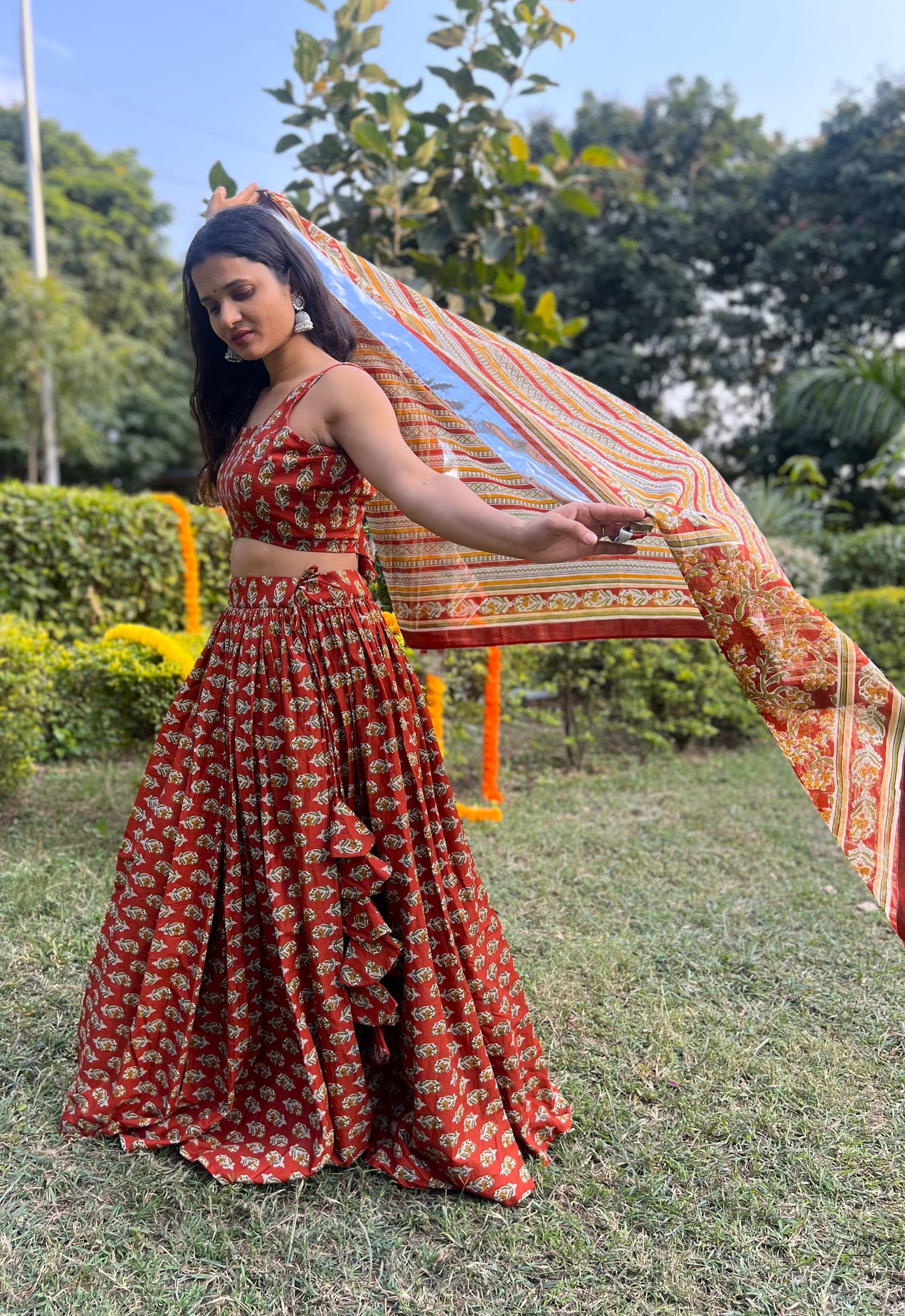 Desert Rose Red Lehenga Set