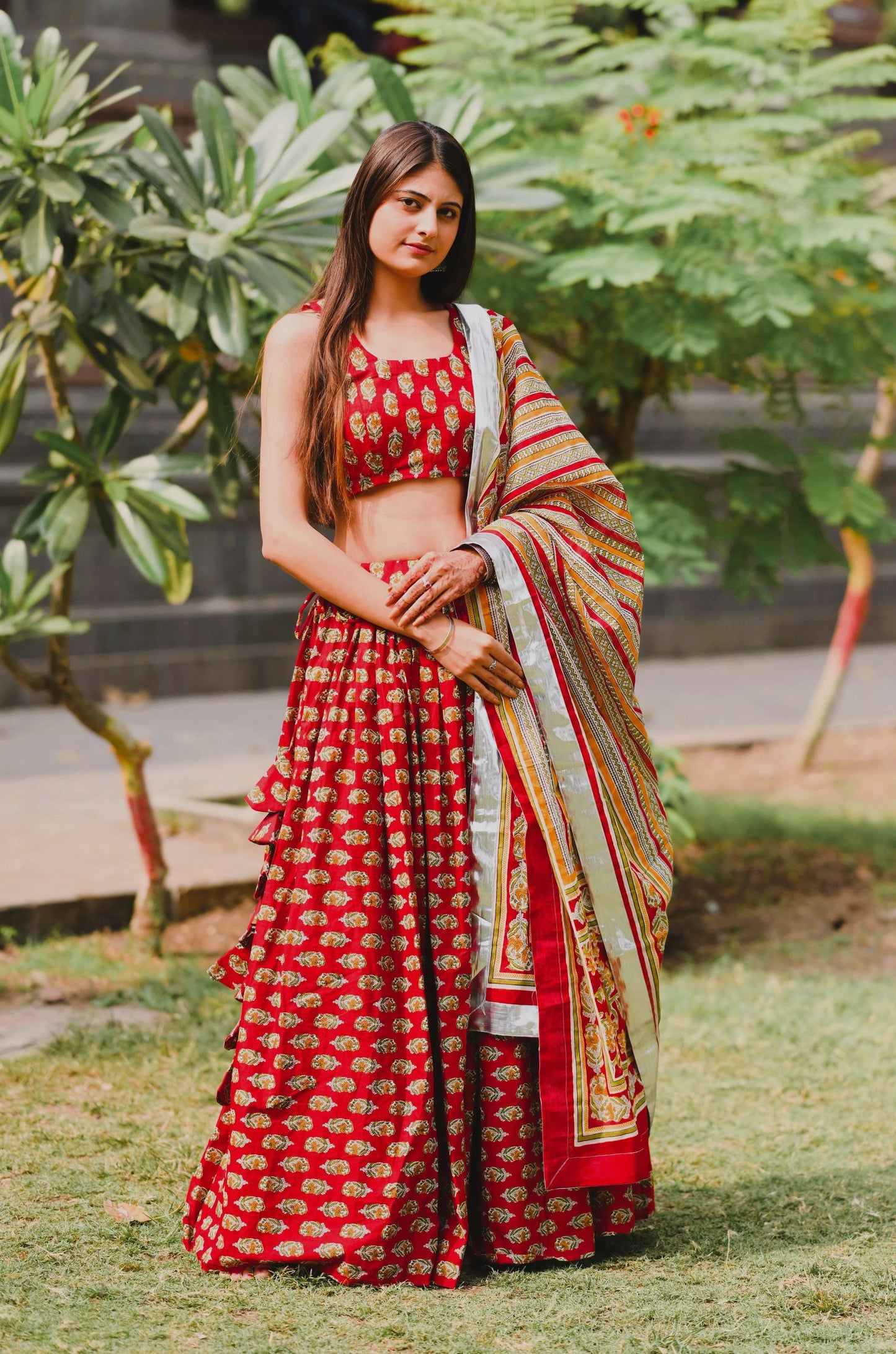 Desert Rose Red Lehenga Set