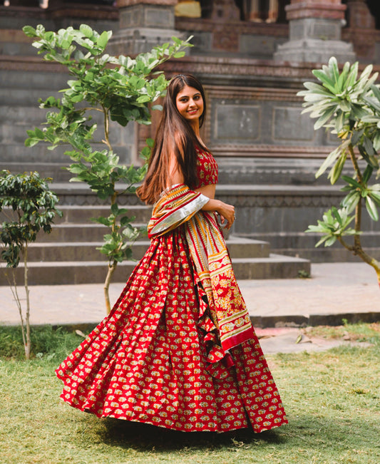 Desert Rose Red Lehenga Set