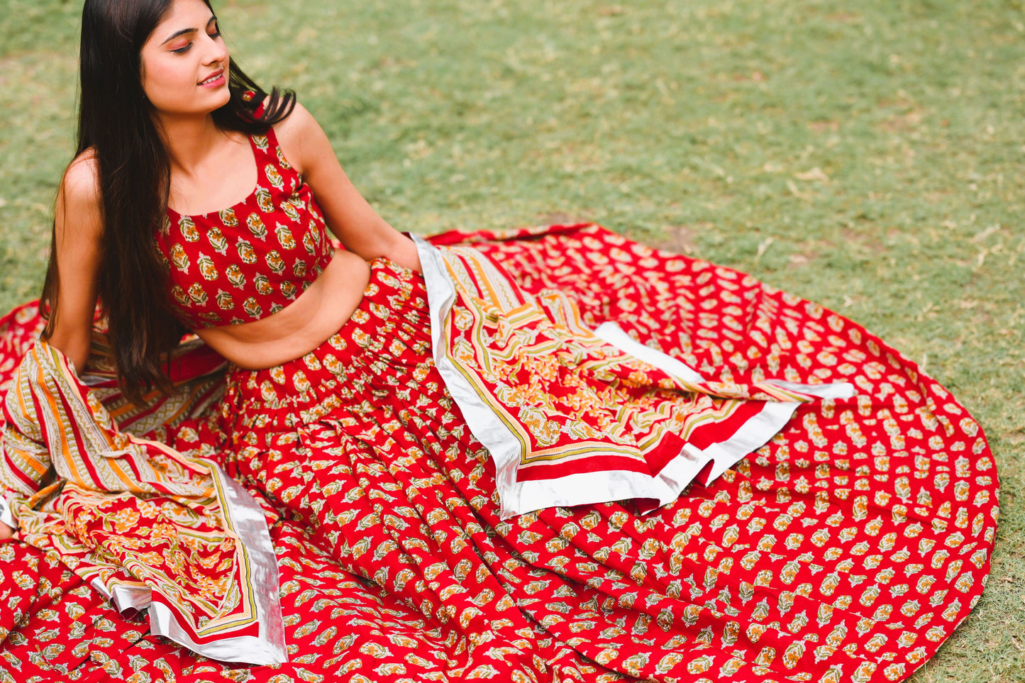 Desert Rose Red Lehenga Set