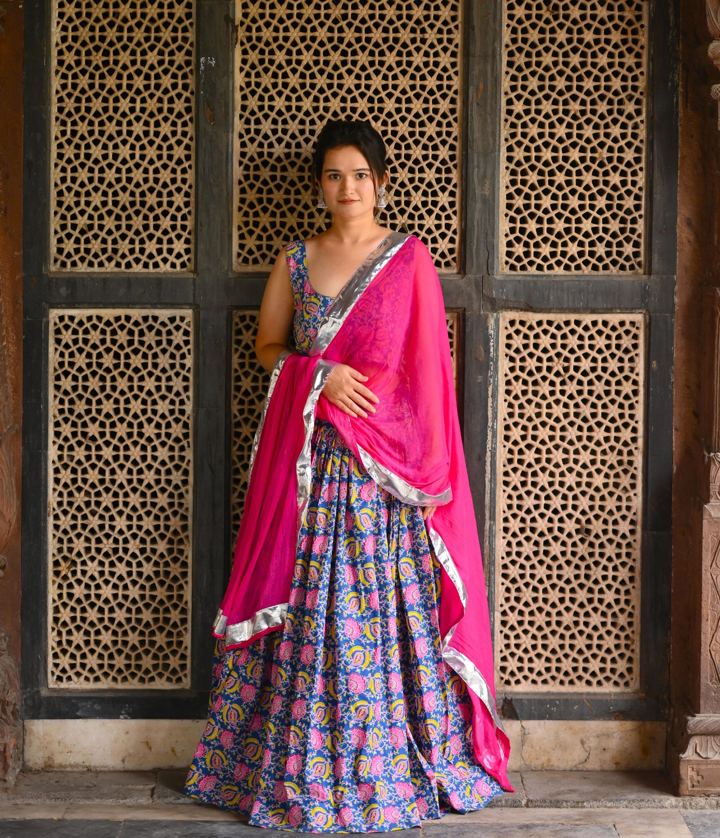 Floral Rani Blue Floral Lehenga Set