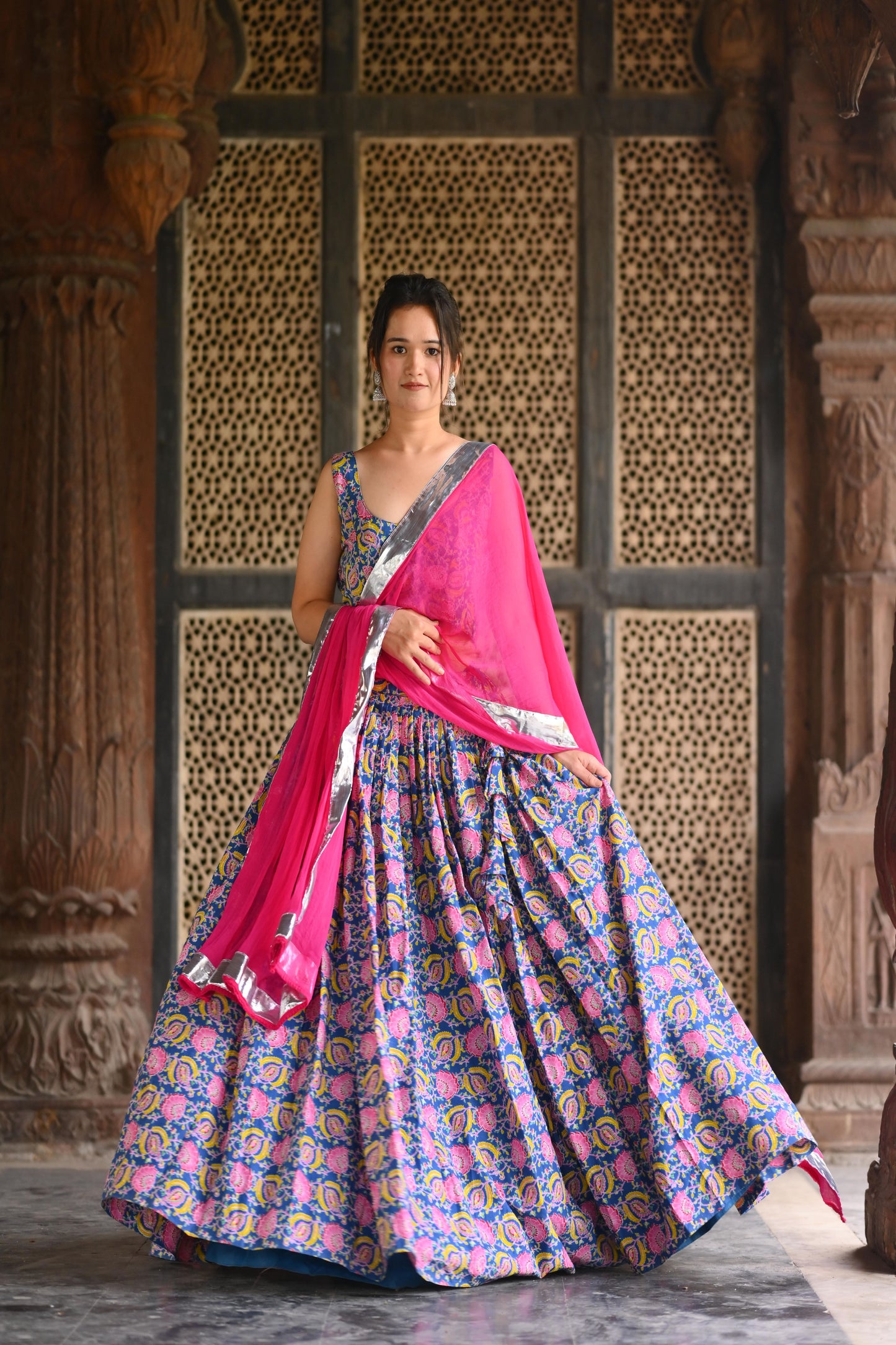 Floral Rani Blue Floral Lehenga Set