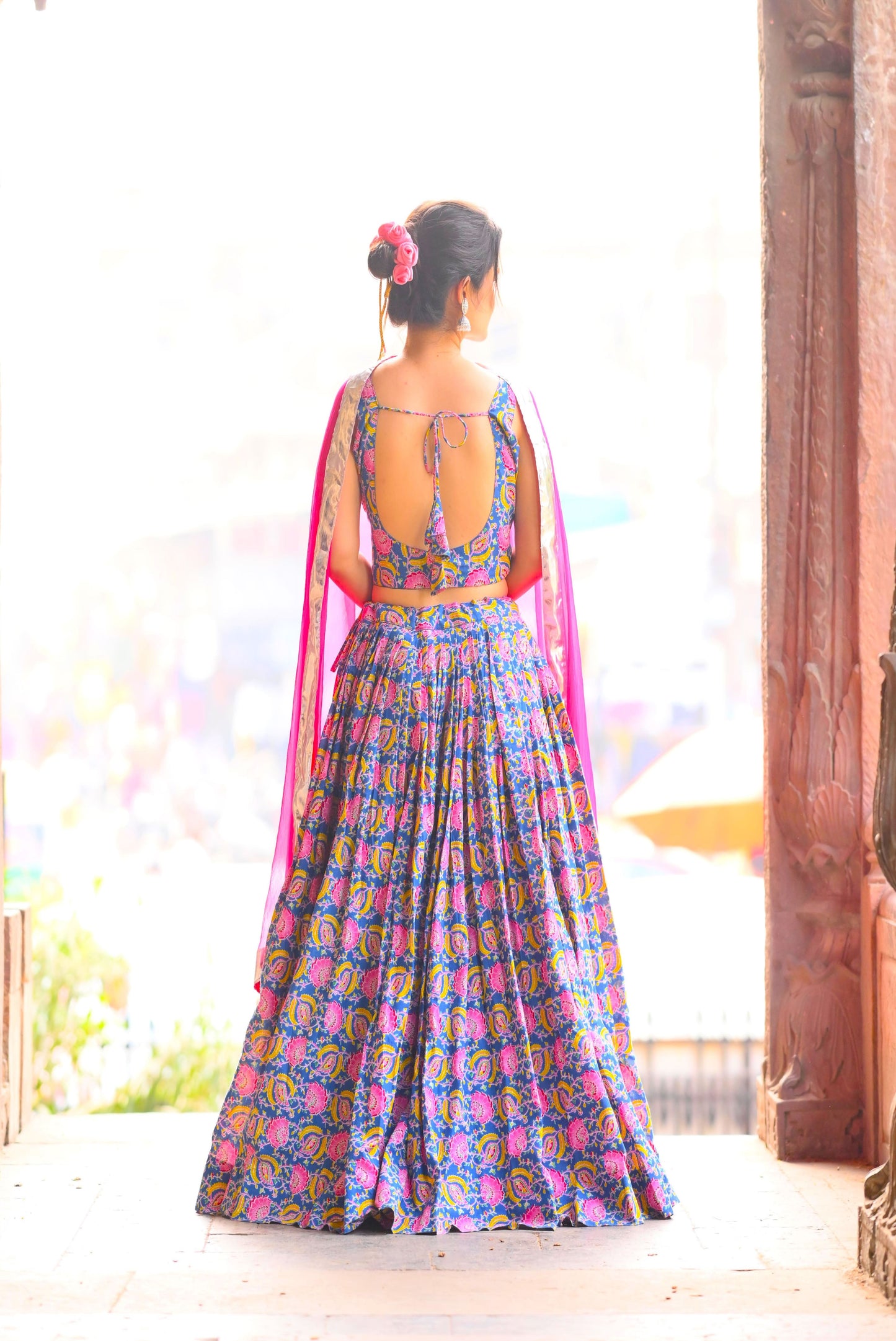 Floral Rani Blue Floral Lehenga Set